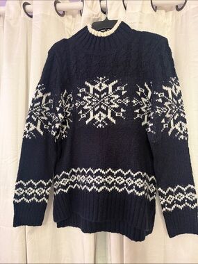 Talbots Navy Sweater with Cream Trim